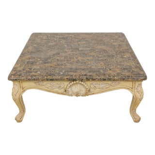Maitland Smith Marble Top French Coffee Cocktail Table For Sale