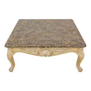 Maitland Smith Marble Top French Coffee Cocktail Table For Sale