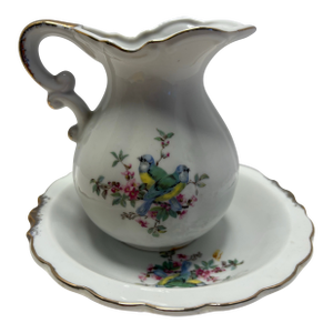 Mid 20th Century Inarco Japan Bluebird Porcelain Creamer With Underplate, C. 1950s