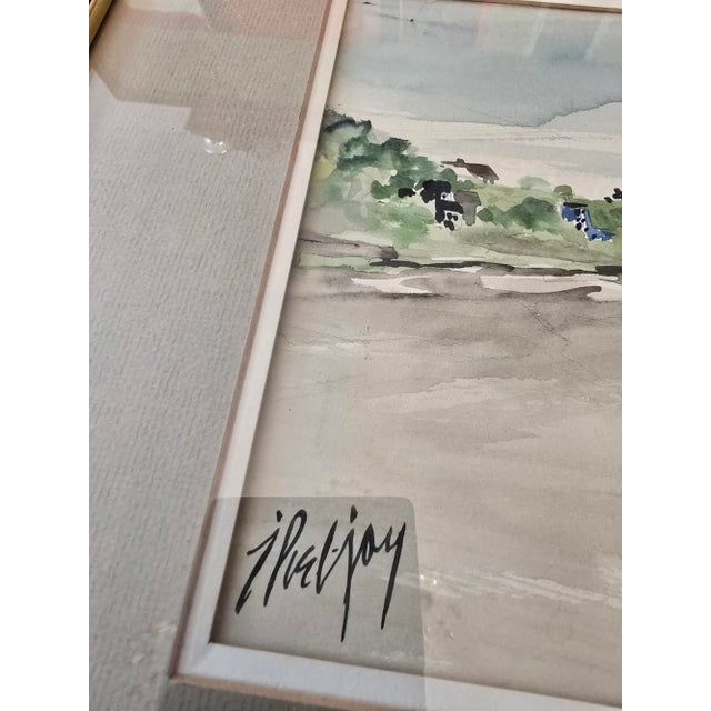 1940s Vintage Beach Painting Signed Impressionist Watercolor, Framed For Sale In Boston - Image 6 of 11