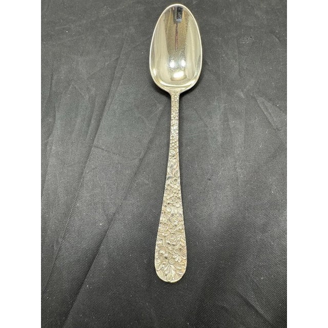 Victorian Antique Stieff Rose Sterling Silver 5.875" Flat Handle Teaspoons Set 12 Monogram For Sale - Image 3 of 12