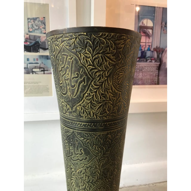 Tribal Conical Incised Metal Vessel For Sale - Image 3 of 8