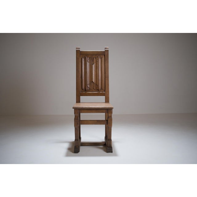 Vintage Sculptural French Oak Chair, 1930s For Sale - Image 14 of 18