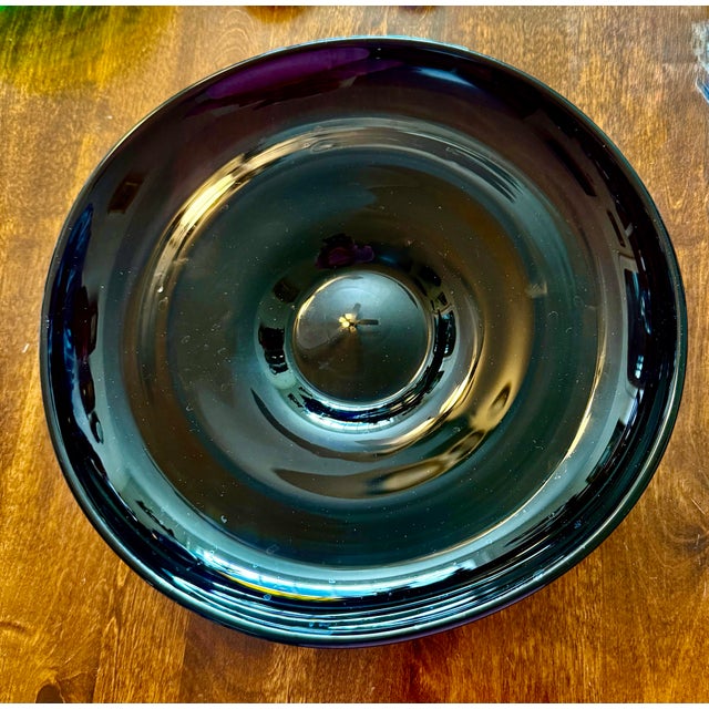 Mid-Century Modern Mid 20th Century Blenko Hand Blown Black Amethyst Console Bowl For Sale - Image 3 of 12