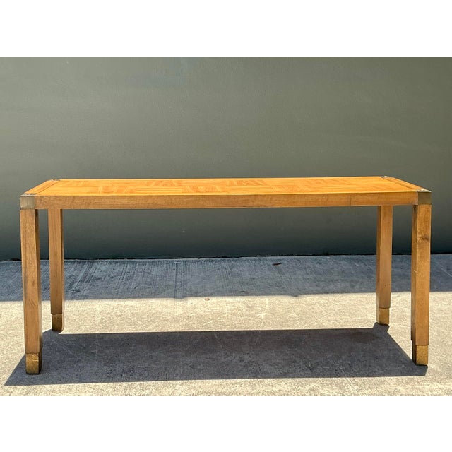 Vintage Brass Detail Campaign Console Table For Sale - Image 4 of 12