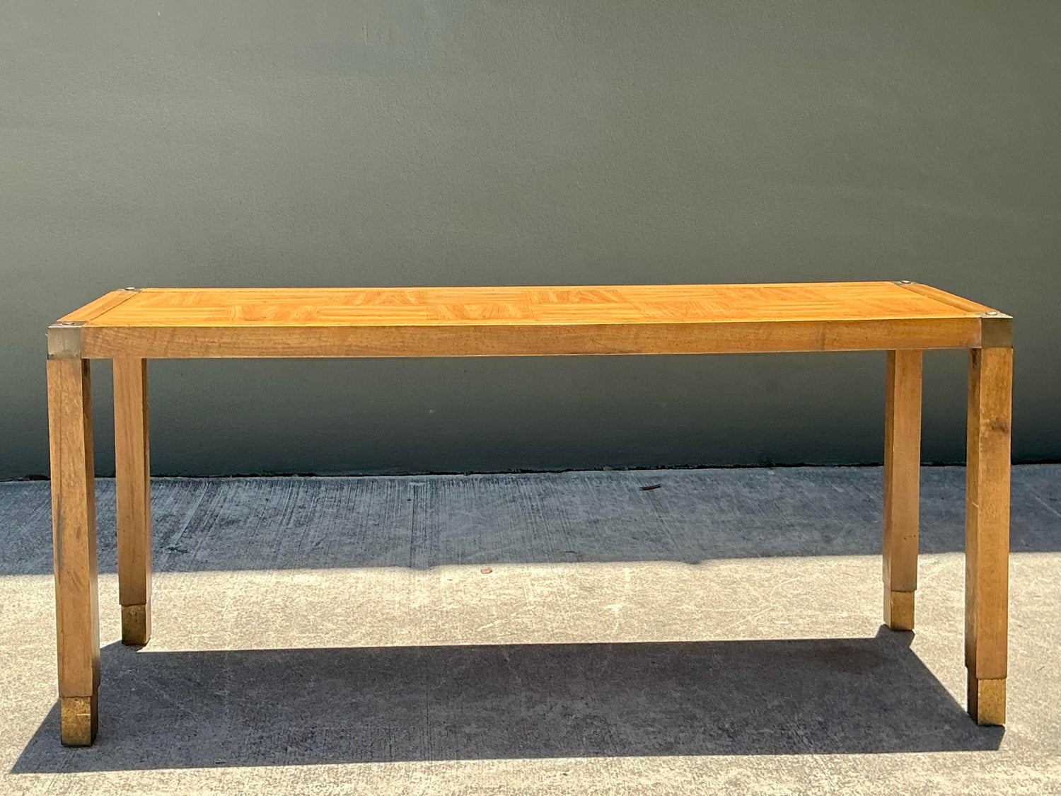 Vintage Brass Detail Campaign Console Table - Detail view