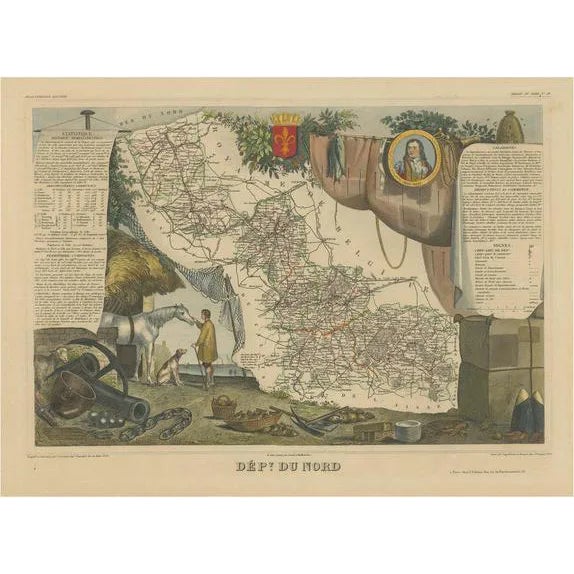 Antique Map of the Department of Nord For Sale