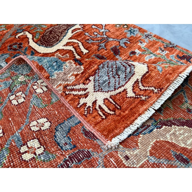 Pictorial Peacock Tree of Life Natural Dye Wool Rug, 2'9" X 4'2" For Sale - Image 16 of 17