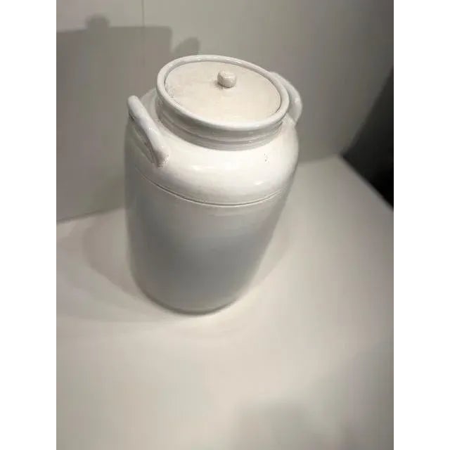 English English White Jar With Lid #333 For Sale - Image 3 of 6
