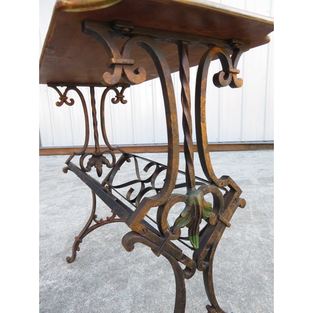 Vintage 1930's Hand Forged Wrought Iron Gilt Side Table ~ Spanish Revival ~ Hollywood Regency ~ French ~Plant Stand For Sale - Image 15 of 18