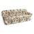 A traditional three seat sofa upholstered in a Jean Monro chinoiserie inspired floral fabric featuring stylized figures,...