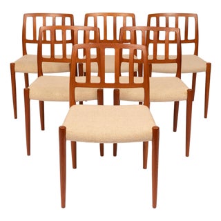 Vintage Danish Mid-Century Niels Otto Møller No. 83 Teak Dining Chairs (Set of 6) For Sale