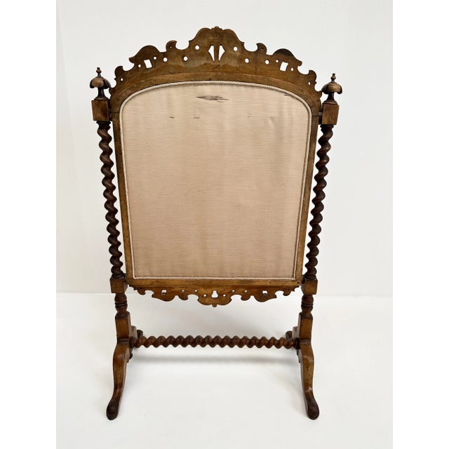Glass Antique Victorian Needlepoint Fire Screen For Sale - Image 7 of 10