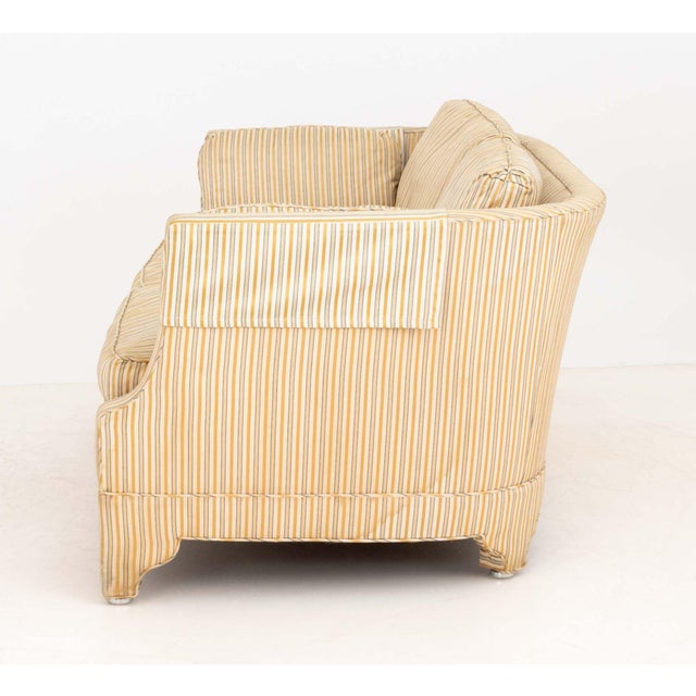 Pair of American Striped Pattern Fabric Upholstered Sofas For Sale - Image 10 of 16