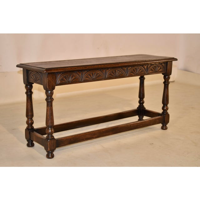 Circa 1900 English Oak Carved Bench For Sale In Greensboro - Image 6 of 11