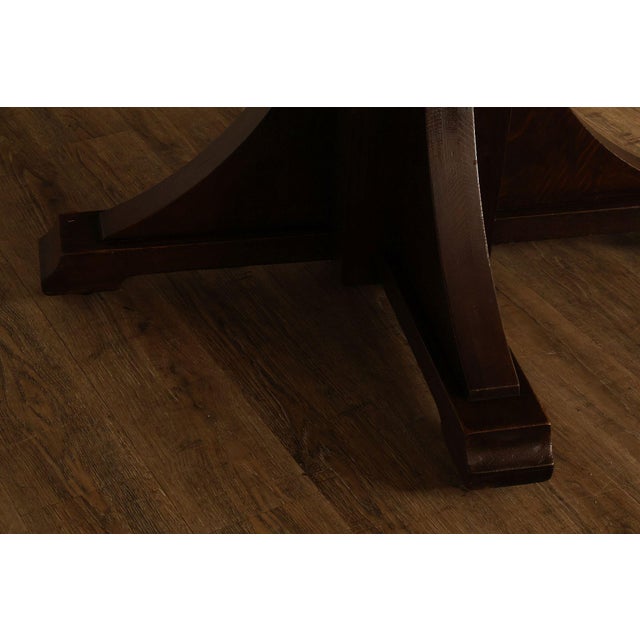 Antique Stickley Brothers 48" Round Oak Dining Table w/2 leaves For Sale - Image 11 of 18