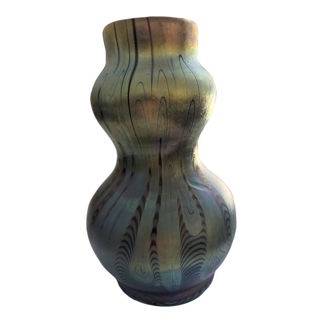 Antique Loetz Art Nouveau Phänomen Genre 8060 Rubin Iridescent Glass Vase C1900 For Sale