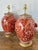 Persimmon Vintage Boho Floral Glazed Ceramic Lamps - A Pair For Sale - Image 8 of 12