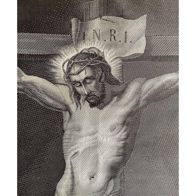 Antique french jacquard woven silk – christ on the cross – verzier bonnart & cie, lyon, circa 1840–1850 an exceptional...