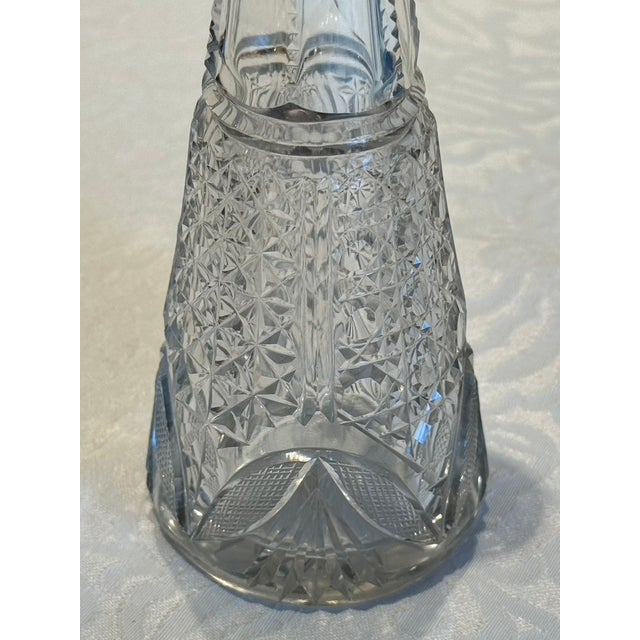 American Antique American Brilliant Period Hand-Cut Crystal Decanter With Starburst Base For Sale - Image 3 of 7