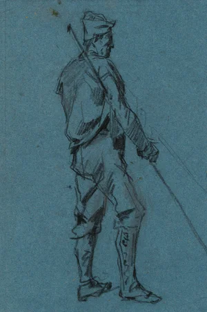 A. Fontaine, Figure Studies, Skipper and Shepherd, 19th-Century, Charcoal