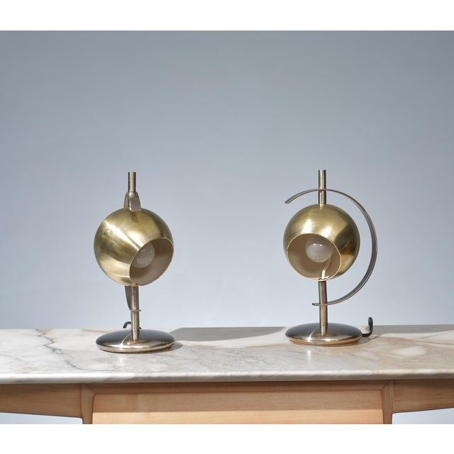 1970s Italian Table Lamps in Brass and Steel, 1970s, Set of 2 For Sale - Image 5 of 5