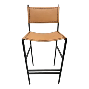 Sol & Luna Tan Leather and Iron Bar Stool