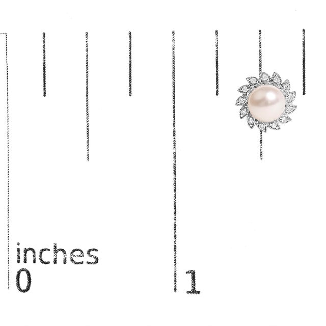 Early 21st Century 10K White Gold Heirloom-Style Pearl and Diamond Accent Halo Stud Earrings (I-J color, I1-I2 Clarity) For Sale - Image 5 of 5