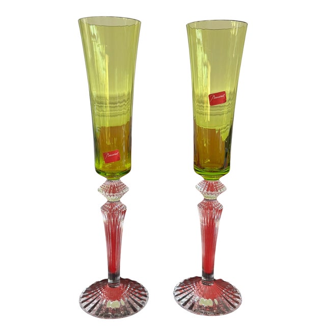 Baccarat Set of 2 Baccarat Mille Nuits Flutissimo Champagne Crystal Flutes – Brand New in Box For Sale - Image 4 of 10