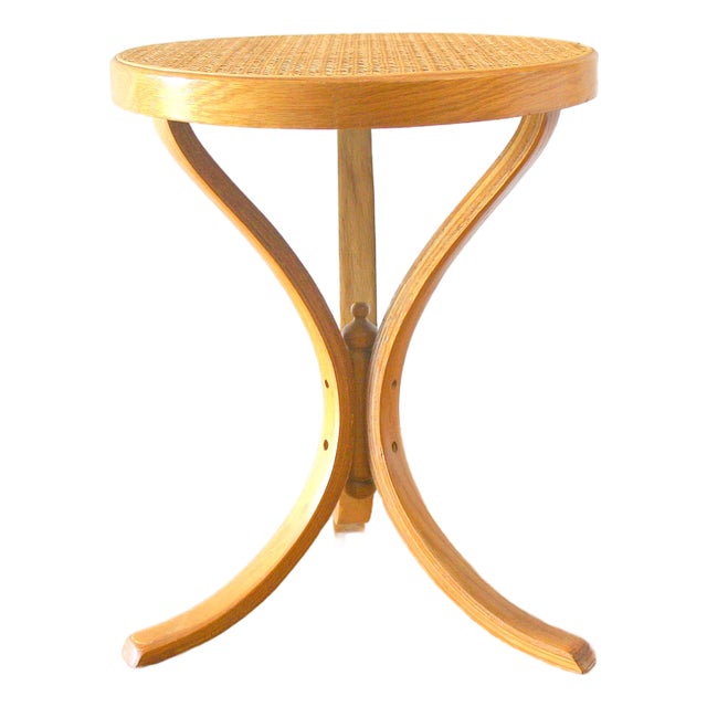 Mid Century Modern Caned Top Martini Table by Thonet For Sale