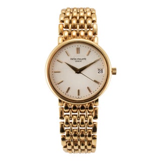 Vintage Patek Philippe Calatrava 34mm 3998/1j 18k Yellow Gold Automatic Watch For Sale