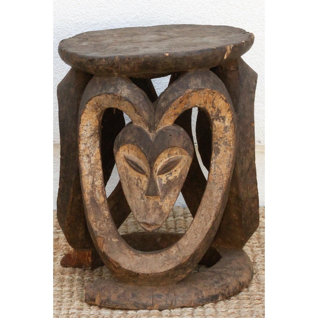 African Antique Carved & Painted African Eket Stool For Sale - Image 3 of 9