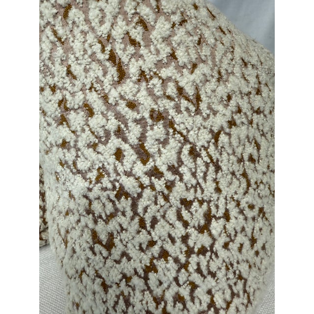 Custom pair of 22" pillows covered in Metaphores "Feline" in color impala, a fluffy alpaca wool with a satin background...