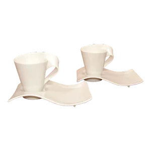 Villeroy & Boch Germany Solid White New Wave Breakfast Service- 4 Pieces
