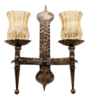 Wrought Iron 2-Branch Wall Sconces, Set of 2