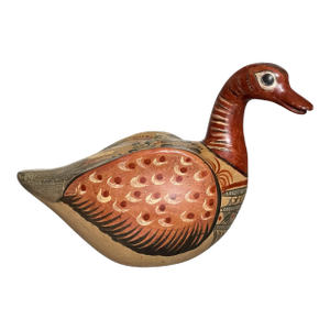 Very Large Hand-Painted Tonala Mexican Pottery Clay Duck 12+t" X 18"l X 8.5" D