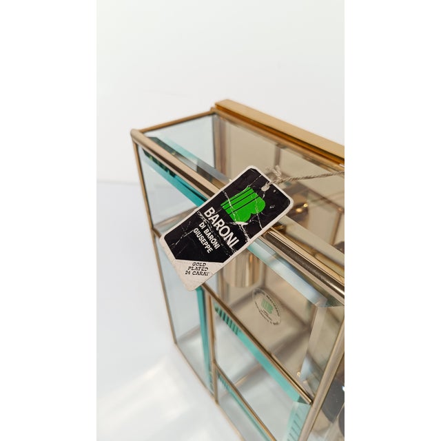 Italian Framed Brass and Beveled Glass Square Ceiling Lamp, 1970s For Sale - Image 16 of 18