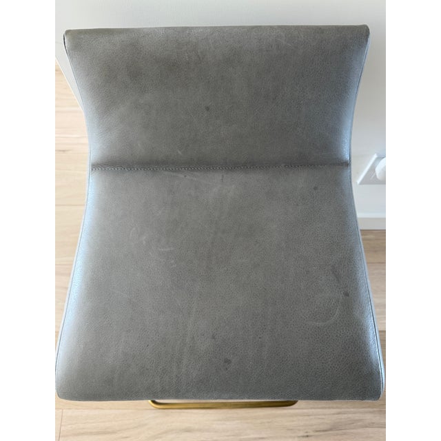 Set of 3 Thomas Hayes Custom "Gachot" Stools in Grey Leather and Rubbed Brass For Sale - Image 9 of 11