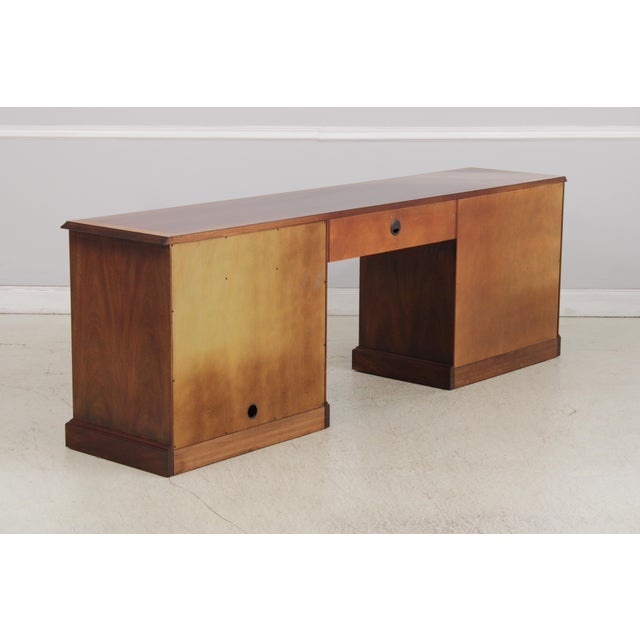 Henkel Harris Mahogany Banded Kneehole Credenza For Sale - Image 17 of 18