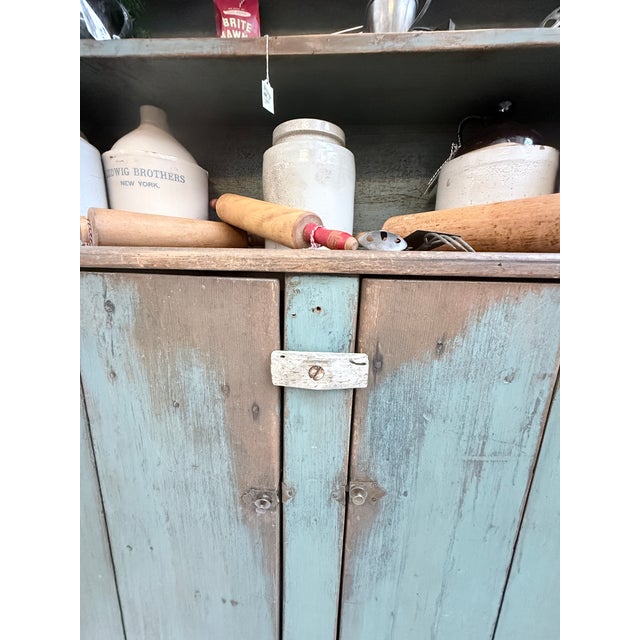 Mid 19th Century Antique Pine Hutch With Original Paint For Sale - Image 10 of 11