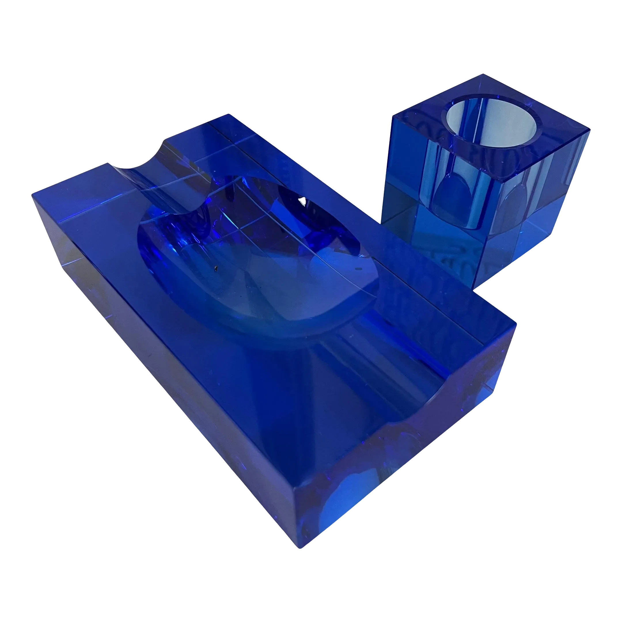 Mid 20th Century Italian Cobalt Blue Crystal Glass Cigar