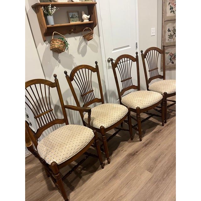 Vintage chairs have been in my home for years. We have loved them and now we’re downsizing. Seats have washable fabric....