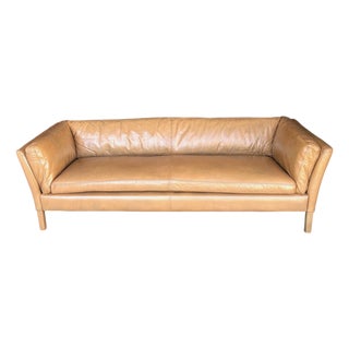 Restoration Hardware Sorensen Sofa in Caramel Tan Leather Wit Beautiful Patina For Sale