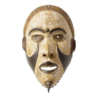 Early 20th Century Ibibio Eket Mask With Cowrie Shell And Horn Cross River Nigeria Sidley Collection For Sale