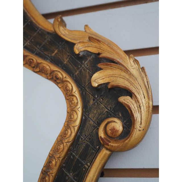 Black Louis XV Style Black & Gold Wall Mirror For Sale - Image 8 of 10