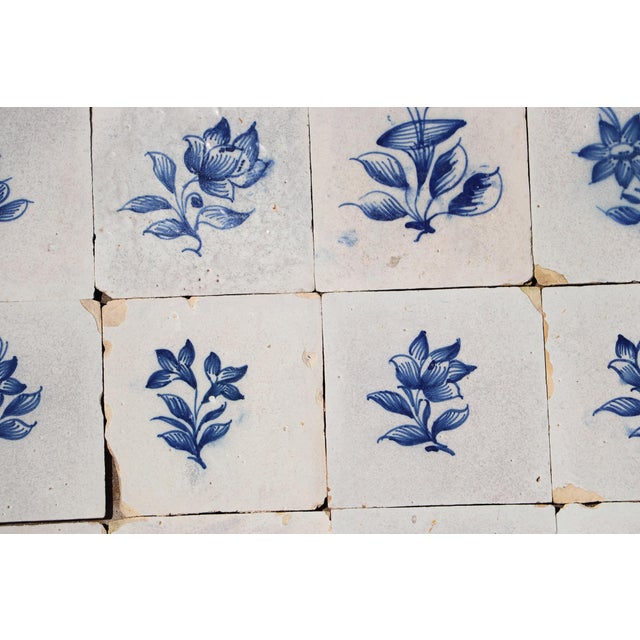 Antique 18th Century Portuguese Faience Tiles With Delicate Botanical Designs Set of 27 For Sale - Image 17 of 18