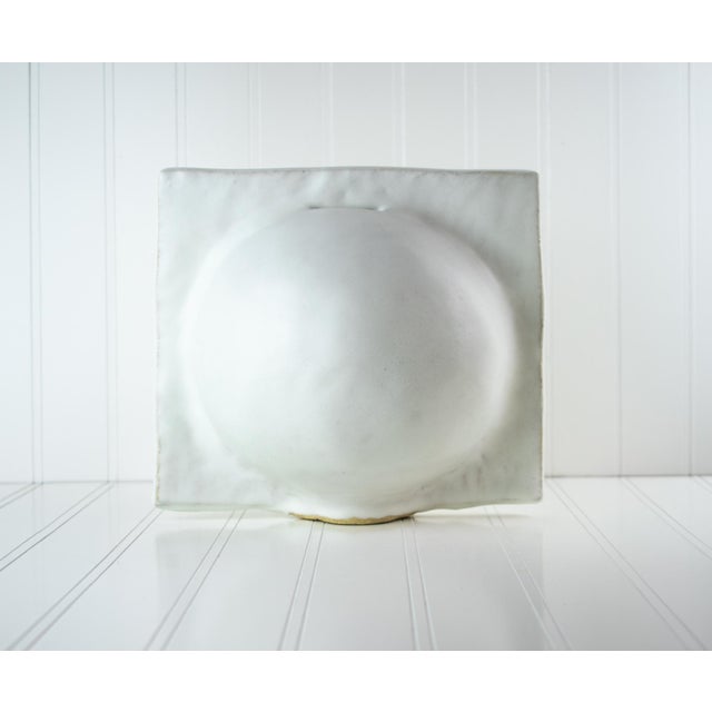 Contemporary Minimalist White Studio Pottery Vase — Split Sphere Globe Form, Signed For Sale - Image 3 of 17