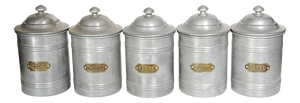 Provincial French Aluminium Kitchen Canisters, 1950s, Set of 6