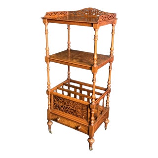 Victorian Burr Walnut Whatnot, Canterbury, 1865 For Sale