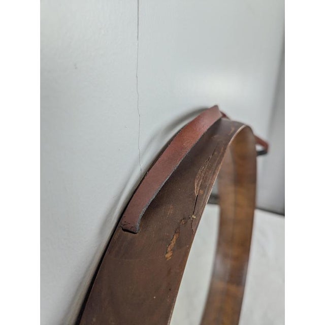Round Mirror in Teak and Leather Luxus Vittsjö by Uno and Östen Kristiansson, 1960s For Sale - Image 4 of 7